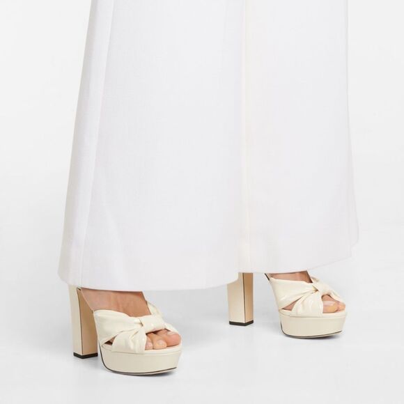 Jimmy Choo Patent Leather Ankle-Strap Platform Sandals - Picture 2 of 14